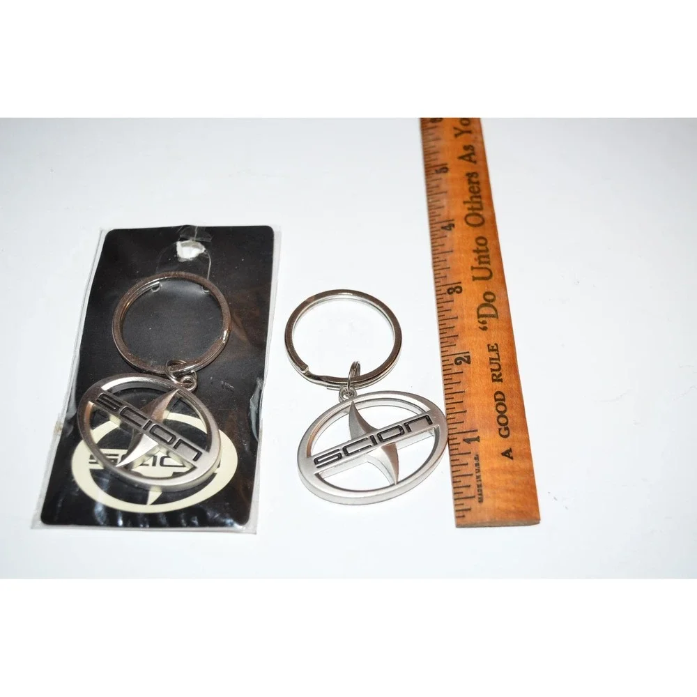 SCION Logo Keychain Silver Oval Metal‎ Key Ring set of two